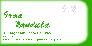 irma mandula business card